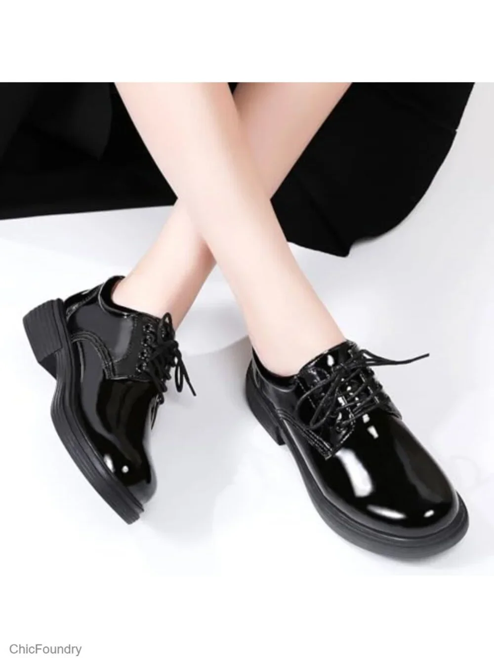 Womens Oxford Shoes Leather Platform Comfortable Dressy Slip On Lace Up Loafers